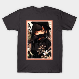 Aesthetic Anime Girl Pink Rosa Black | Quality Anime Design | Aesthetic Chibi Manga Anime Art T-Shirt